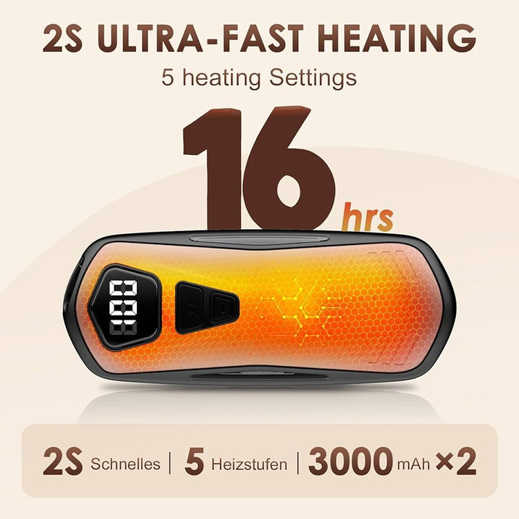دست گرمکن برقی شارژی 2 عددی 3000mAh