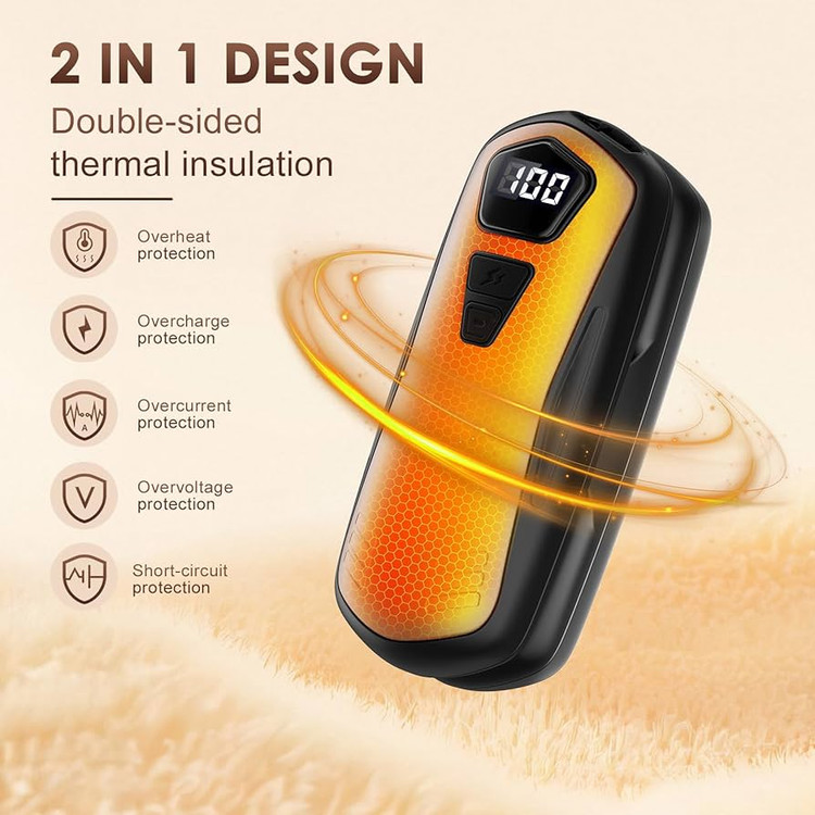 دست گرمکن برقی شارژی 2 عددی 3000mAh